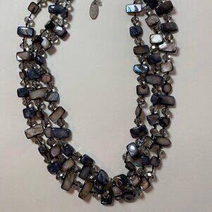 Grey Beaded Multi-Strand Necklace